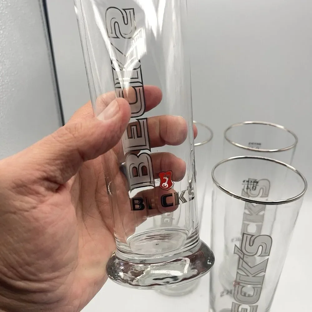 BECK’S Set Of 4 Beer Glasses 0.4L Bar Pub Tall Glass Becks